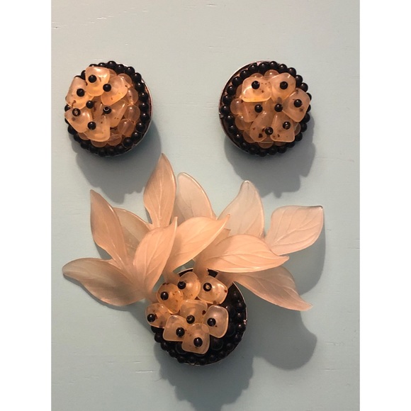 Angela Caputi Vintage Resin Earrings & Brooch Set